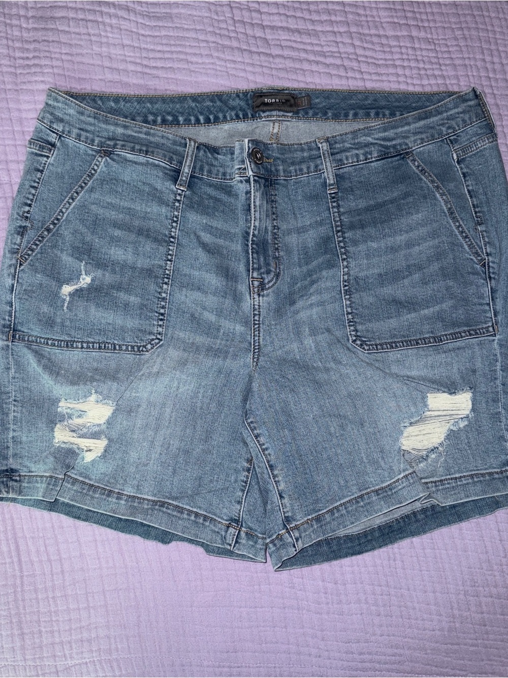Distressed Light Blue Denim Women’s Shorts size 22